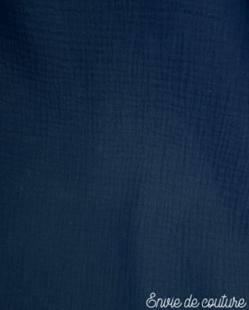 Tissu Double Gaze de coton biologique - Bleu marine