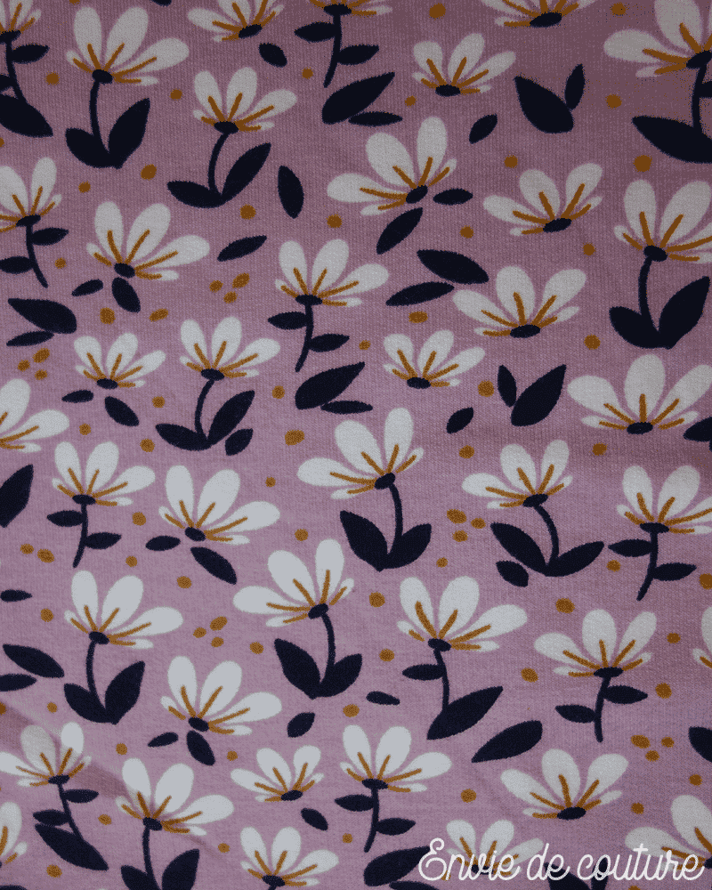 Soft Sweat de coton biologique Simple flower - Mauve et Violet - Poppy